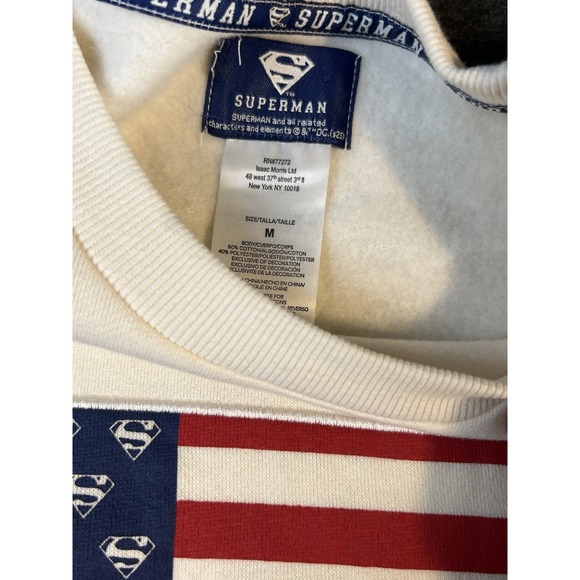 Warner Bros. DC Comics Superman Sweatshirt Cream Crew neck  Size M Vintage - Picture 3 of 4
